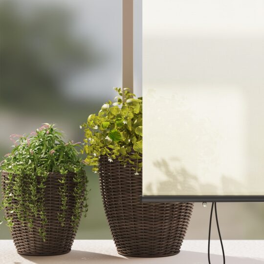 362097 4 Jaluzea Rulou de Exterior Dungi Manual Ajustabil Crem 220 x 250 cm țesătură 362097 4