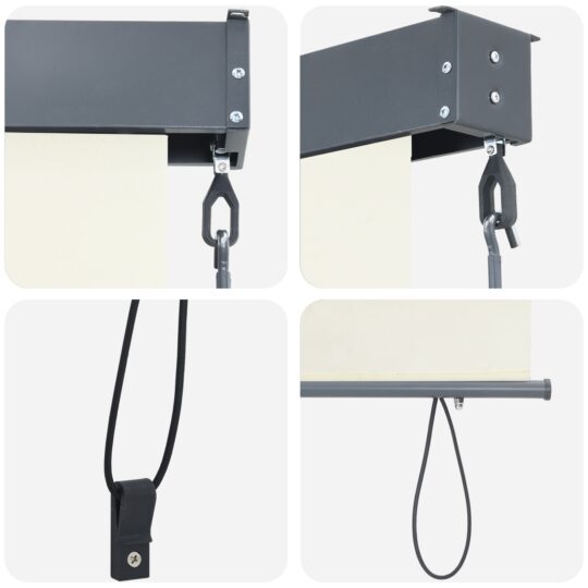 362097 7 Jaluzea Rulou de Exterior Dungi Manual Ajustabil Crem 220 x 250 cm țesătură 362097 7