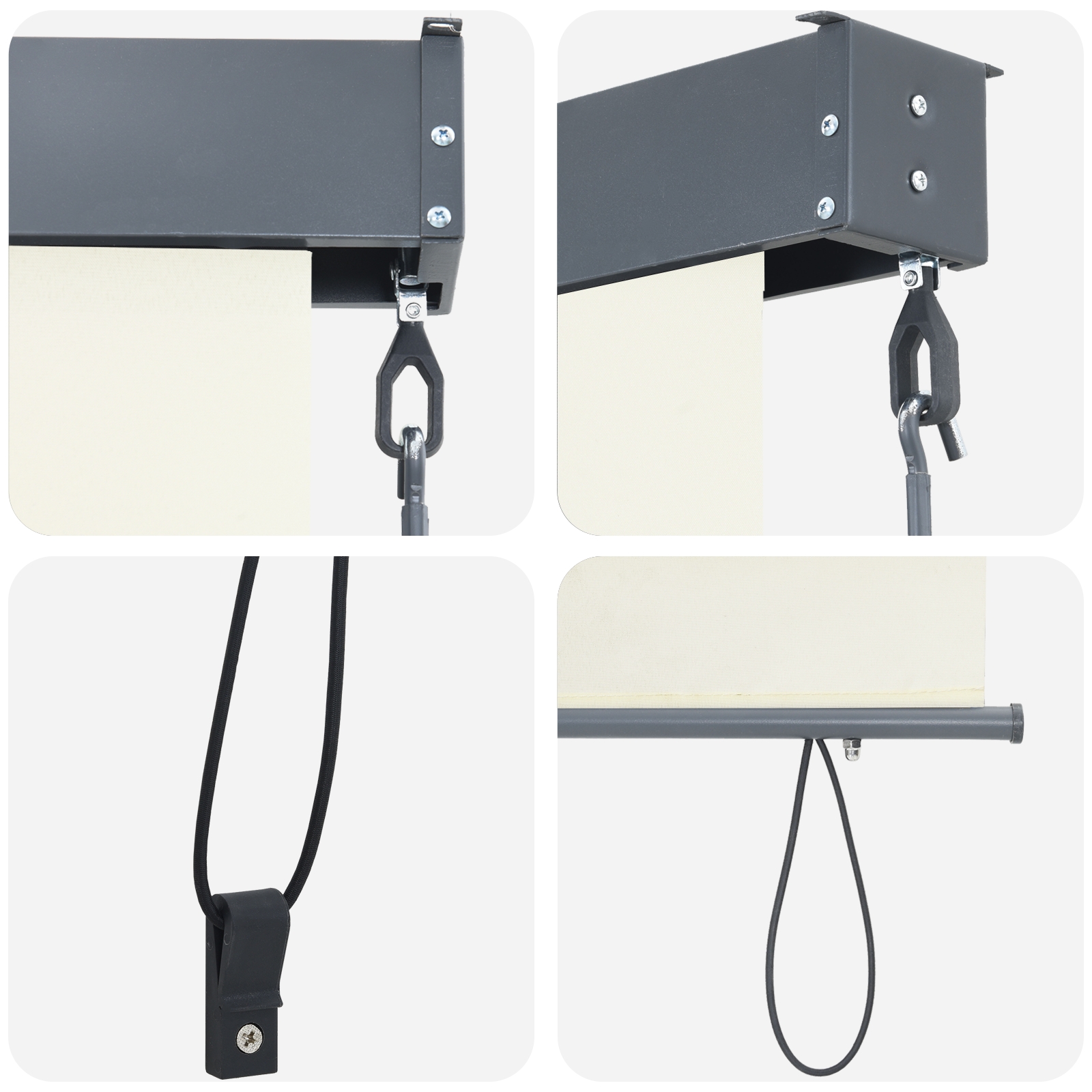 362097 7 Jaluzea Rulou de Exterior Dungi Manual Ajustabil Crem 220 x 250 cm țesătură Jaluzea Rulou de Exterior Dungi Manual Ajustabil Crem 220 x 250 cm țesătură - imagine 7