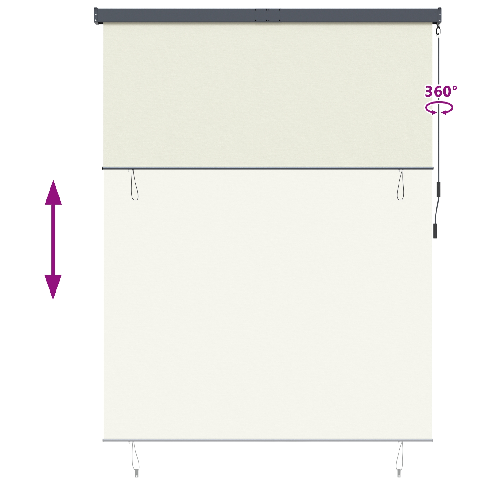 362097 9 Jaluzea Rulou de Exterior Dungi Manual Ajustabil Crem 220 x 250 cm țesătură Jaluzea Rulou de Exterior Dungi Manual Ajustabil Crem 220 x 250 cm țesătură - imagine 9
