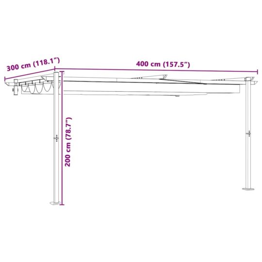 4003976 10 Foișor montat pe perete Gri taupe 3 x 4 m Oțel 4003976 10