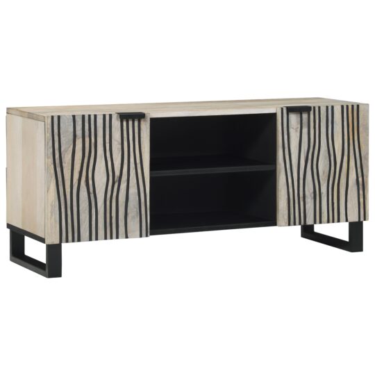 Cabinet TV Alb 105 x 33 x 46 cm Lemn masiv de mango