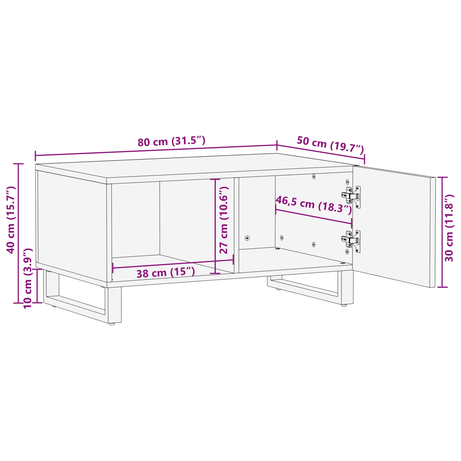 4018012 11 Masă de cafea Maro și negru 80 x 50 x 40 cm Masă de cafea Maro și negru 80 x 50 x 40 cm - imagine 11