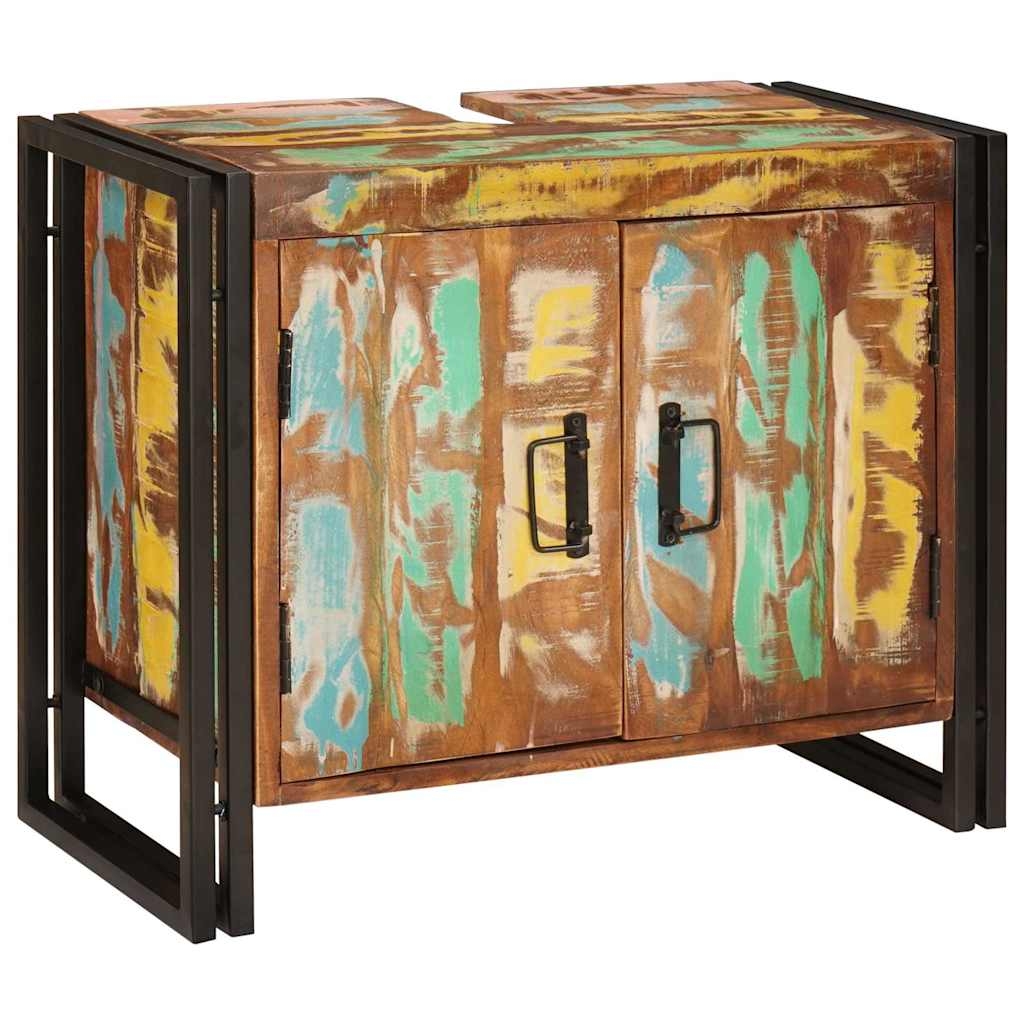 4102768 2 Dulap pentru chiuvetă de baie Lemn masiv recuperat și fier Dulap pentru chiuvetă de baie Lemn masiv recuperat și fier - imagine 2