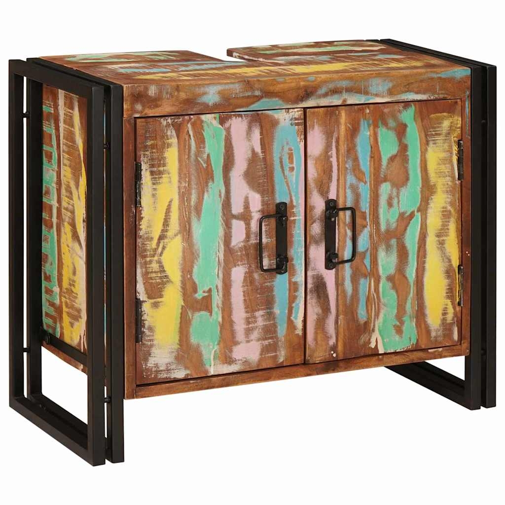 4102768 3 Dulap pentru chiuvetă de baie Lemn masiv recuperat și fier Dulap pentru chiuvetă de baie Lemn masiv recuperat și fier - imagine 3