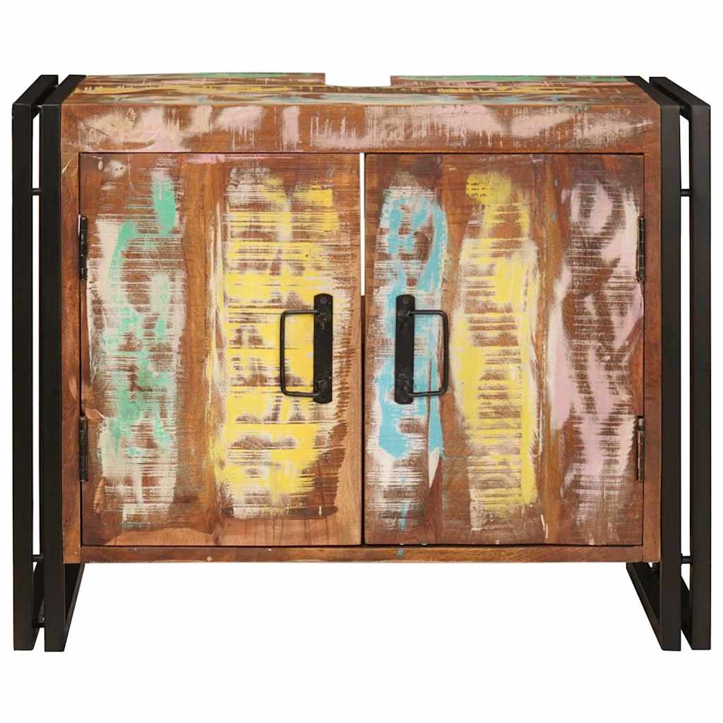 4102768 5 Dulap pentru chiuvetă de baie Lemn masiv recuperat și fier Dulap pentru chiuvetă de baie Lemn masiv recuperat și fier - imagine 5