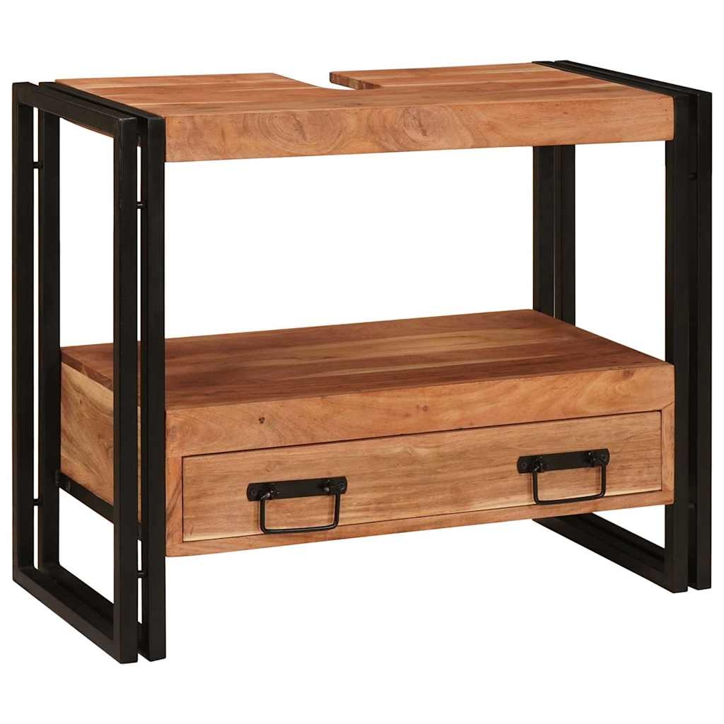 4102770 1 Dulap pentru chiuvetă de baie Lemn masiv de acacia și fier Dulap pentru chiuvetă de baie Lemn masiv de acacia și fier