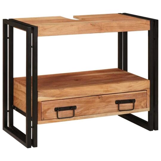 4102770 2 Dulap pentru chiuvetă de baie Lemn masiv de acacia și fier 4102770 2