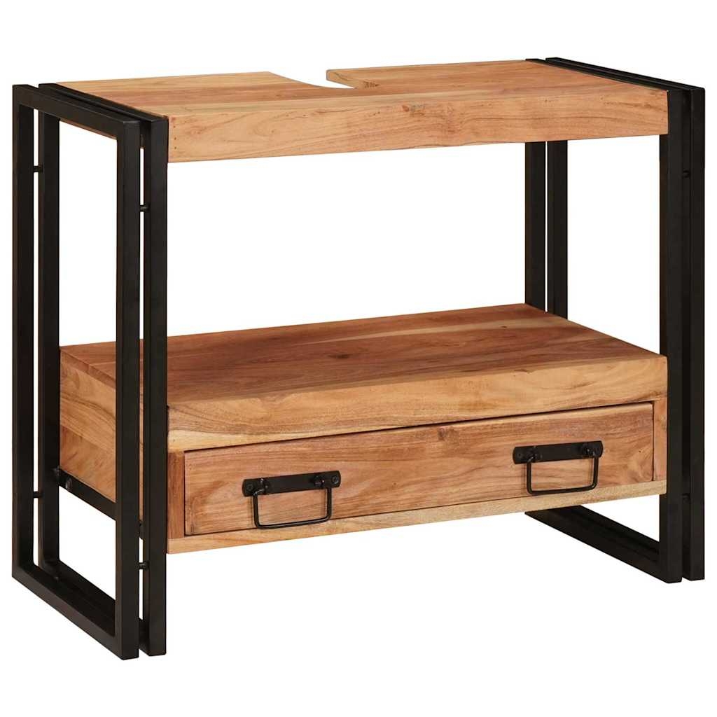 4102770 2 Dulap pentru chiuvetă de baie Lemn masiv de acacia și fier Dulap pentru chiuvetă de baie Lemn masiv de acacia și fier - imagine 2