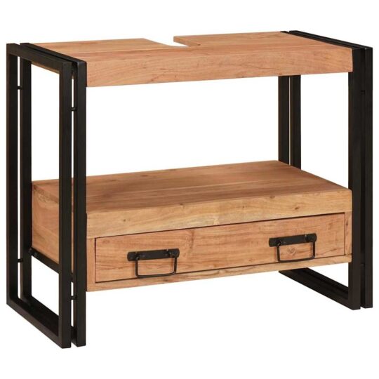 4102770 3 Dulap pentru chiuvetă de baie Lemn masiv de acacia și fier 4102770 3