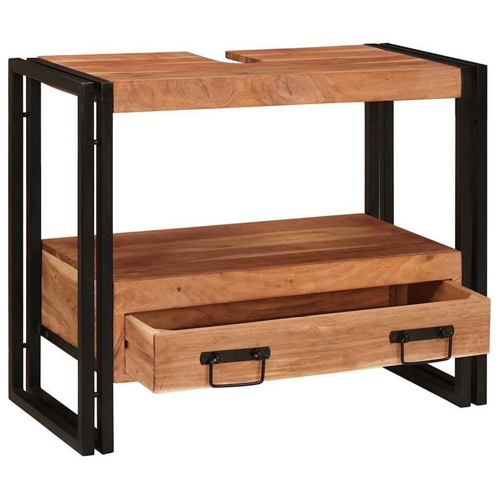 4102770 4 Dulap pentru chiuvetă de baie Lemn masiv de acacia și fier Dulap pentru chiuvetă de baie Lemn masiv de acacia și fier - imagine 4