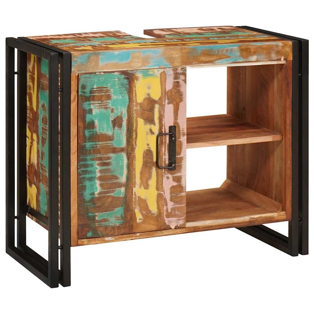 4102774 2 Dulap pentru chiuvetă de baie Lemn masiv recuperat și fier Dulap pentru chiuvetă de baie Lemn masiv recuperat și fier - imagine 2