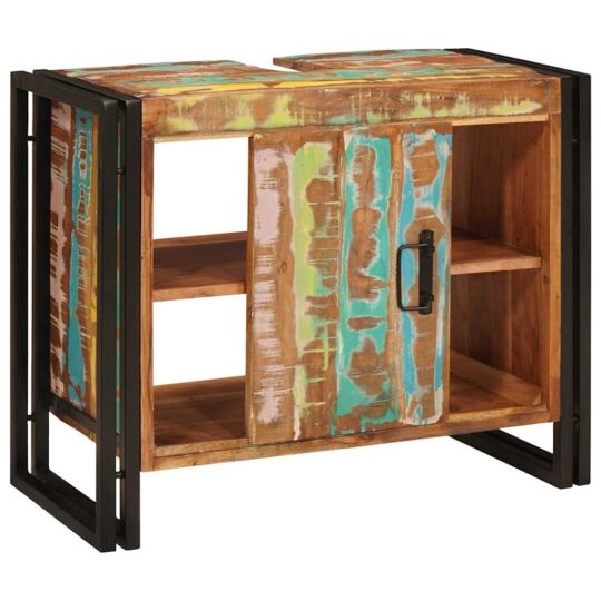 4102774 4 Dulap pentru chiuvetă de baie Lemn masiv recuperat și fier 4102774 4