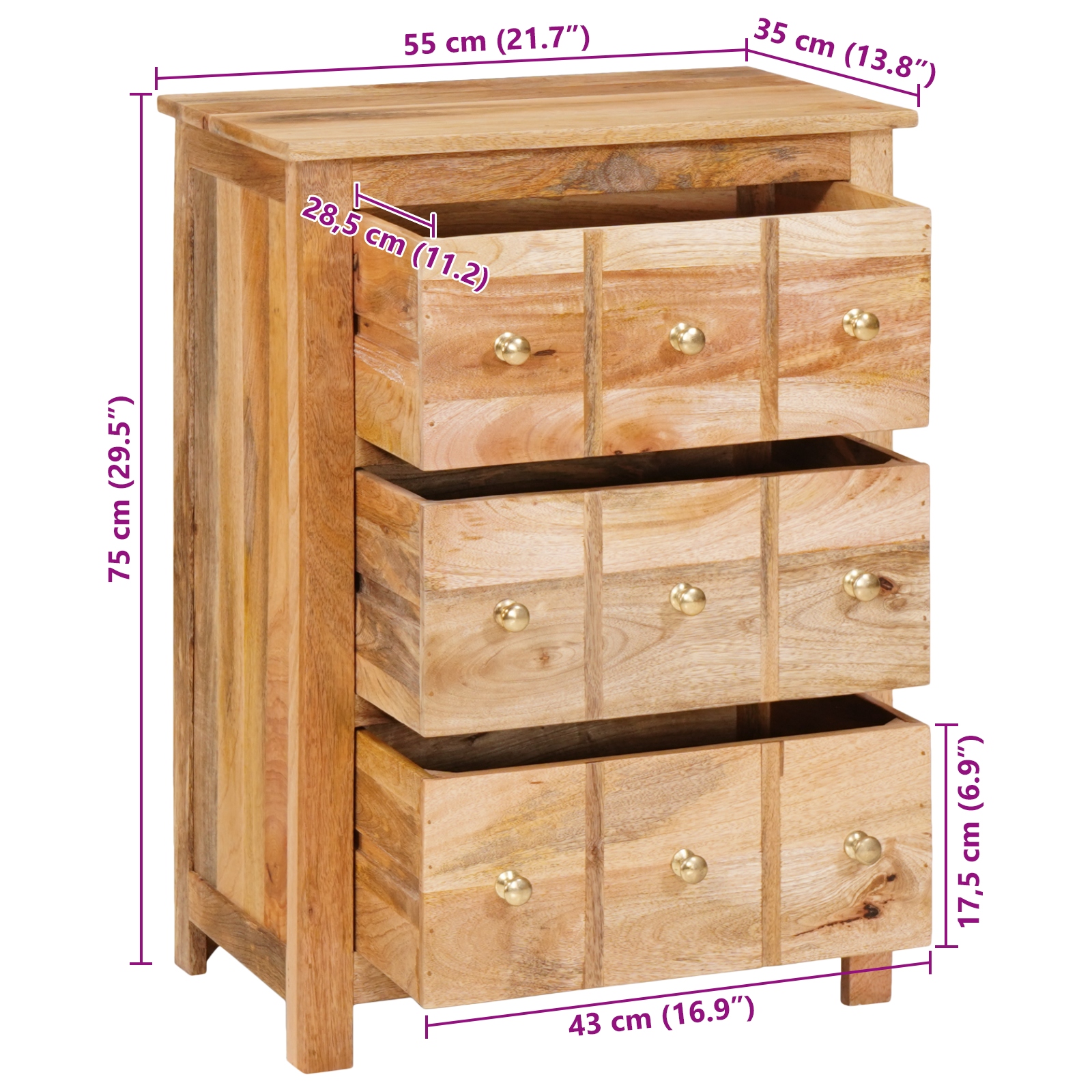 4104022 12 Bufet cu sertar Maro 55 x 35 x 75 cm Lemn masiv de mango Bufet cu sertar Maro 55 x 35 x 75 cm Lemn masiv de mango - imagine 12