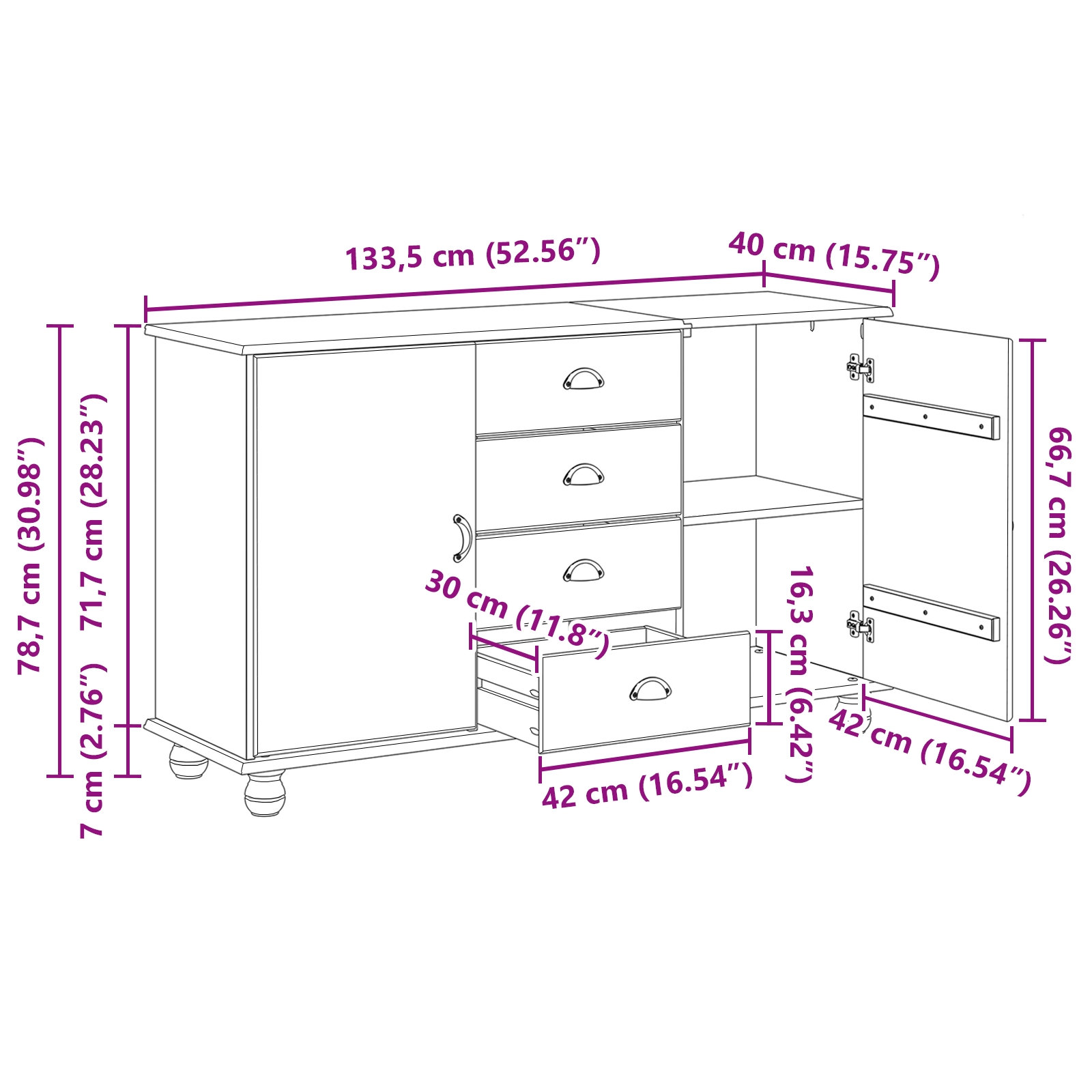 4105432 12 Bufet cu sertar ASKIM Alb 133.5 x 40 x 79 cm Lemn masiv de pin Bufet cu sertar ASKIM Alb 133.5 x 40 x 79 cm Lemn masiv de pin - imagine 12