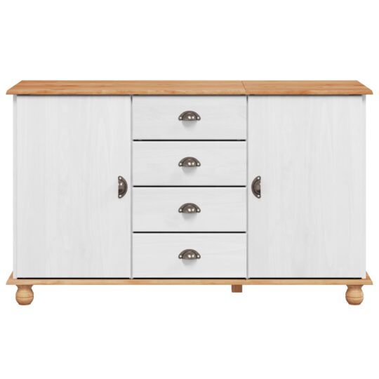 4105432 6 Bufet cu sertar ASKIM Alb 133.5 x 40 x 79 cm Lemn masiv de pin 4105432 6