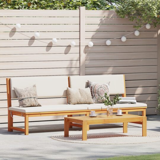 Șezlong cu pernă Maro 200 x 57 x 75cm Lemn masiv de acacia