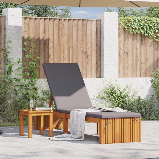 Șezlong cu pernă Maro 200 x 55 x 94cm Lemn masiv de acacia