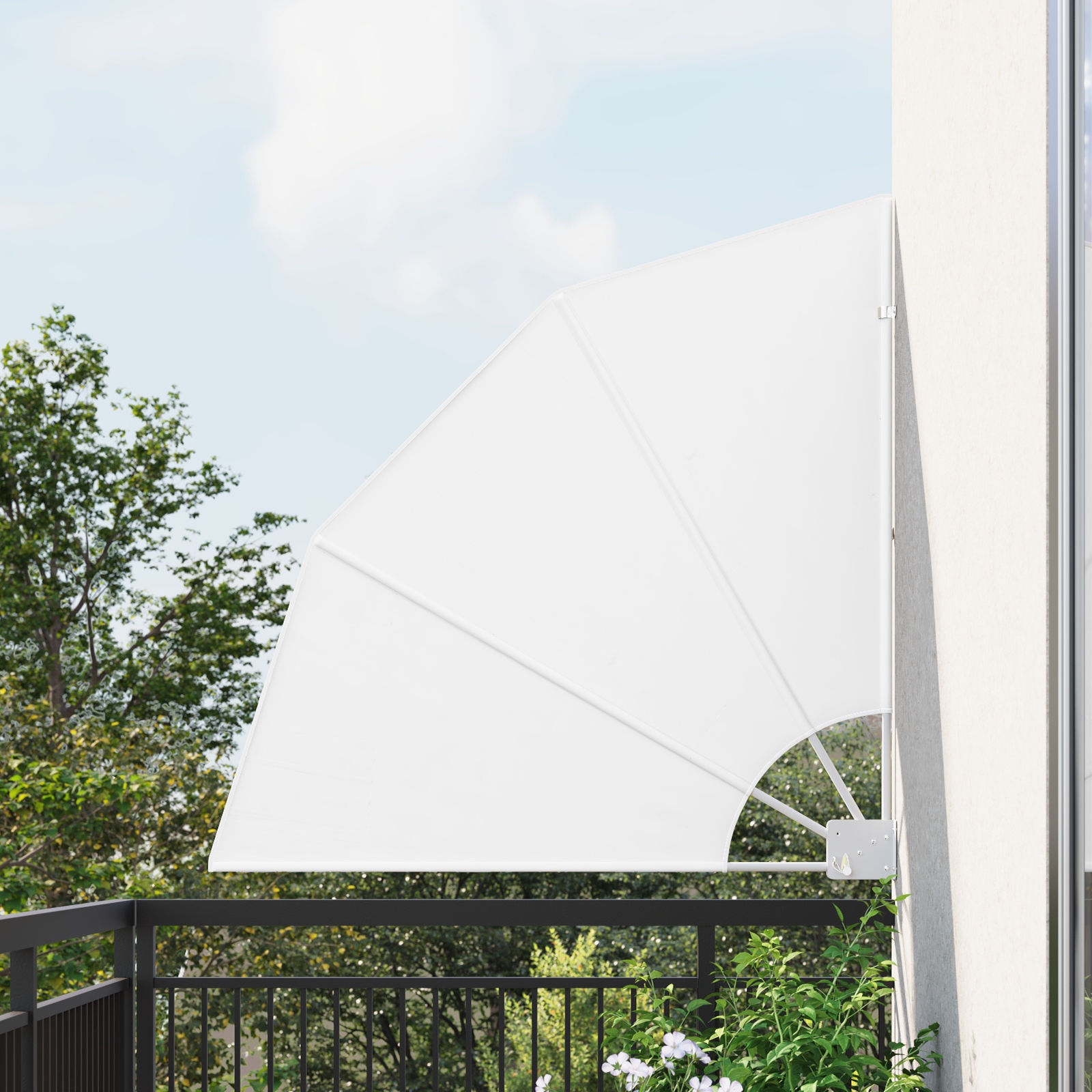 42000912 1 Ecran de intimitate pentru balcon Alb 115 x 115 cm țesătură Ecran de intimitate pentru balcon Alb 115 x 115 cm țesătură