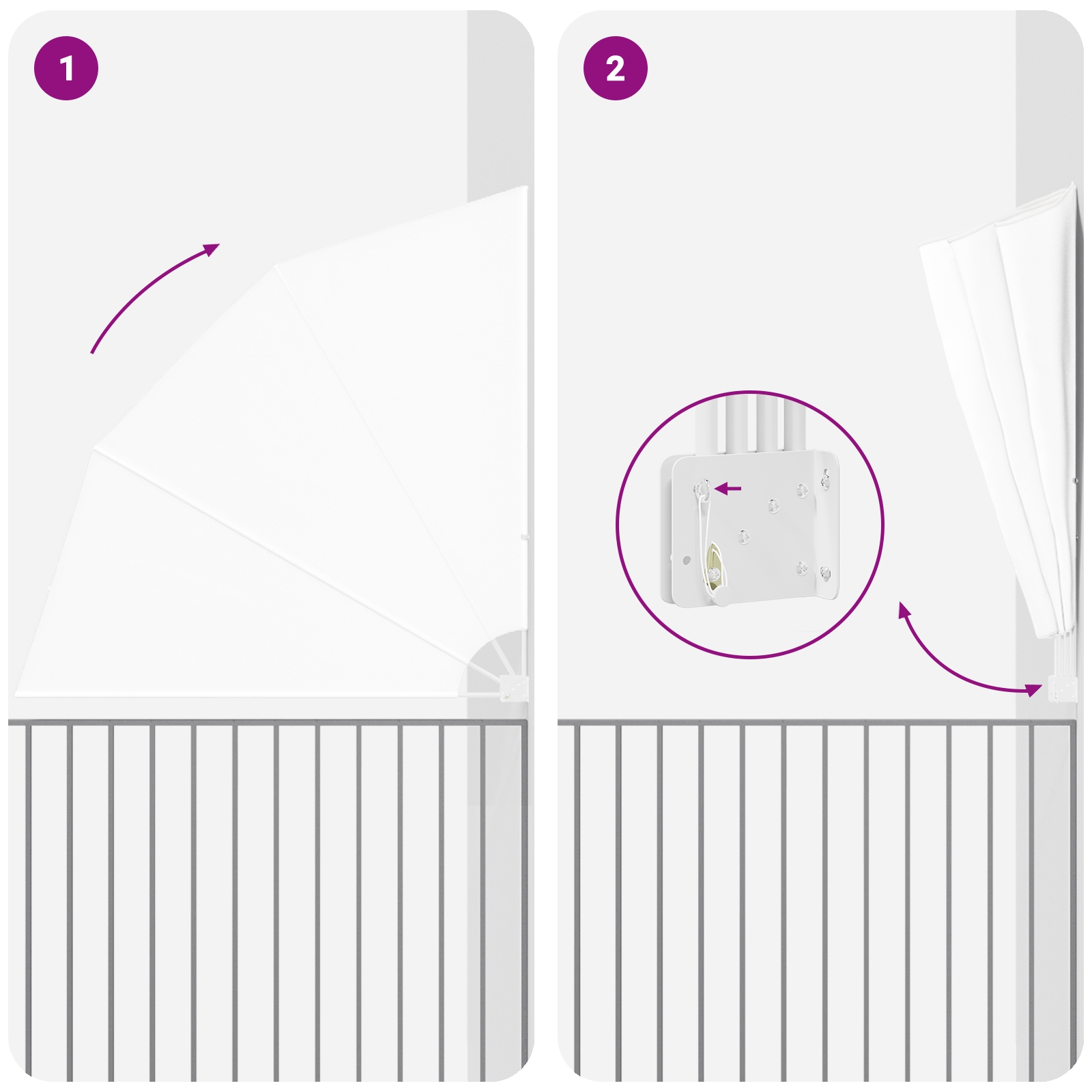 42000939 8 Ecran de intimitate pentru balcon Alb 210 x 210 cm țesătură Ecran de intimitate pentru balcon Alb 210 x 210 cm țesătură - imagine 8