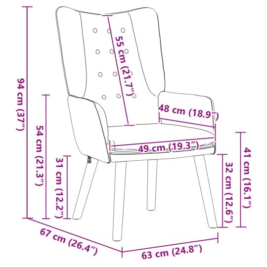 42001818 8 Fotoliu de relaxare Roz 63 x 67 x 94 cm Catifea 42001818 8