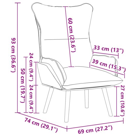 42001863 8 Fotoliu de relaxare Negru 69 x 74 x 93 cm Piele artificială 42001863 8