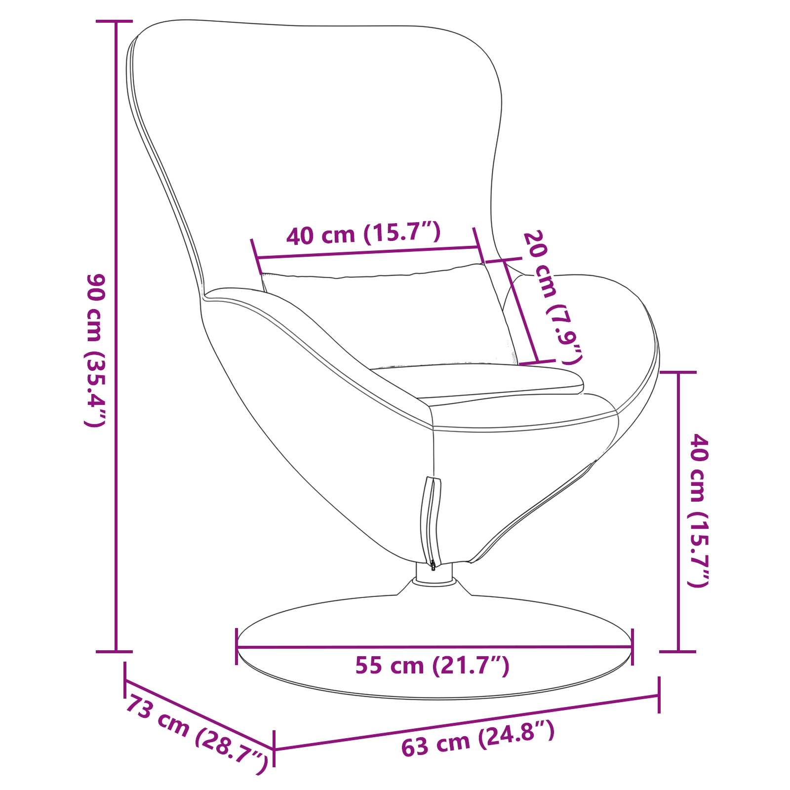 42002737 8 Fotoliu ou Gri închis 63 x 73 x 90 cm țesătură Fotoliu ou Gri închis 63 x 73 x 90 cm țesătură - imagine 8