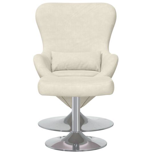 42002753 4 Scaun Egg cu Taburet Crem 63 x 73 x 90 cm Catifea 42002753 4