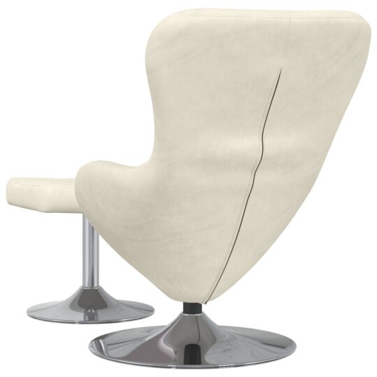 42002753 6 Scaun Egg cu Taburet Crem 63 x 73 x 90 cm Catifea 42002753 6