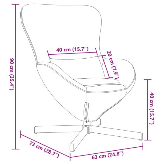 42002767 9 Fotoliu ou Violet 63 x 73 x 90 cm Catifea 42002767 9