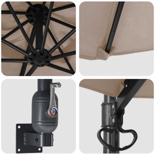 42003230 7 Umbra de patio Taupe Poliester Mare Pliabil Umbra de patio 42003230 7