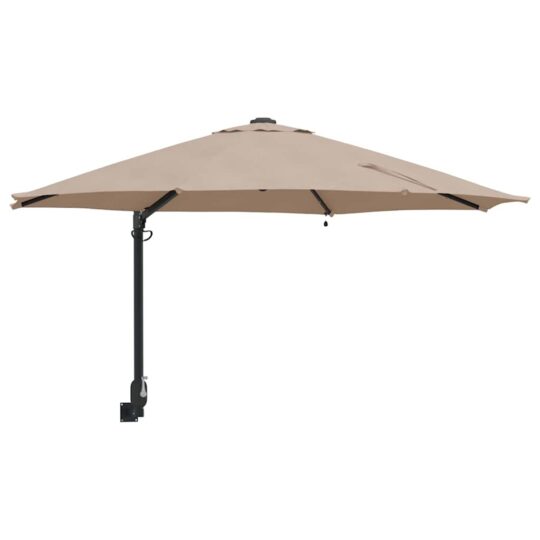 42003246 2 Parasol de Grădină Montat pe Perete cu LED-uri Gri Taupe 248 cm 42003246 2