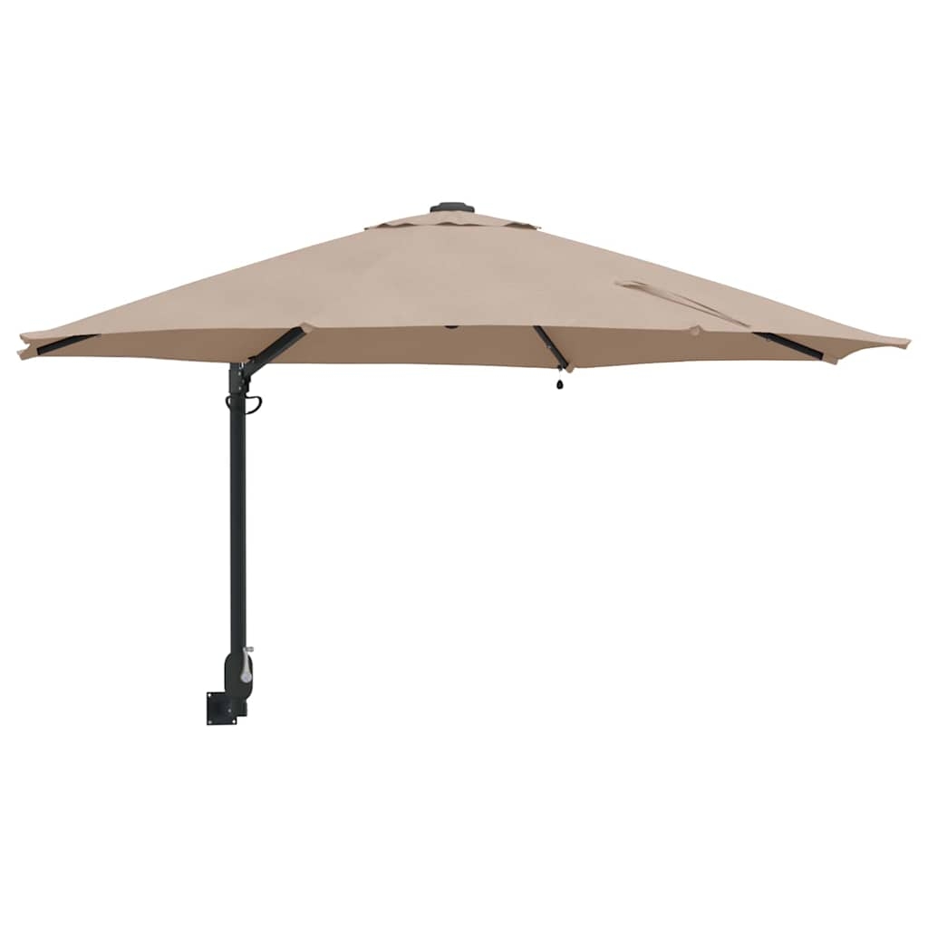 42003246 2 Parasol de Grădină Montat pe Perete cu LED-uri Gri Taupe 248 cm Parasol de Grădină Montat pe Perete cu LED-uri Gri Taupe 248 cm - imagine 2