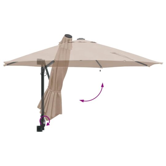 42003246 8 Parasol de Grădină Montat pe Perete cu LED-uri Gri Taupe 248 cm 42003246 8