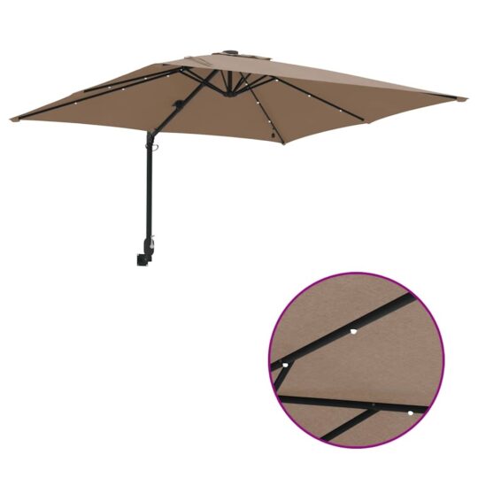 42003254 10 Parasol de Grădină Gri taupe 248.5 x 247.5 x 160 cm țesătură 42003254 10