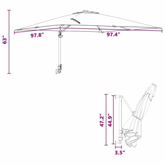 42003254 11 Parasol de Grădină Gri taupe 248.5 x 247.5 x 160 cm țesătură 42003254 11