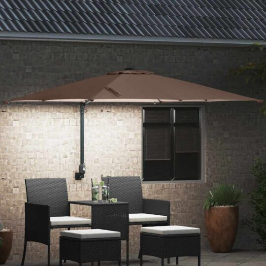 42003254 3 Parasol de Grădină Gri taupe 248.5 x 247.5 x 160 cm țesătură 42003254 3