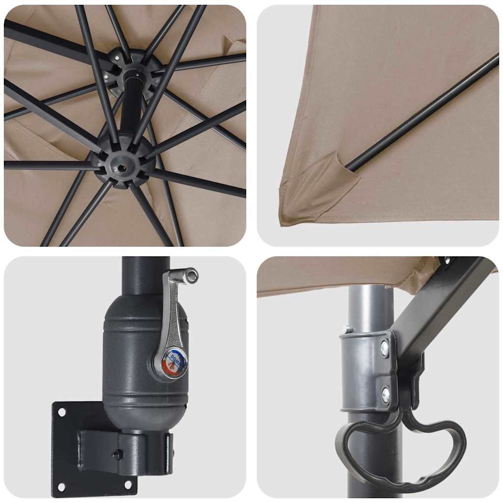 42003254 7 Parasol de Grădină Gri taupe 248.5 x 247.5 x 160 cm țesătură Parasol de Grădină Gri taupe 248.5 x 247.5 x 160 cm țesătură - imagine 7