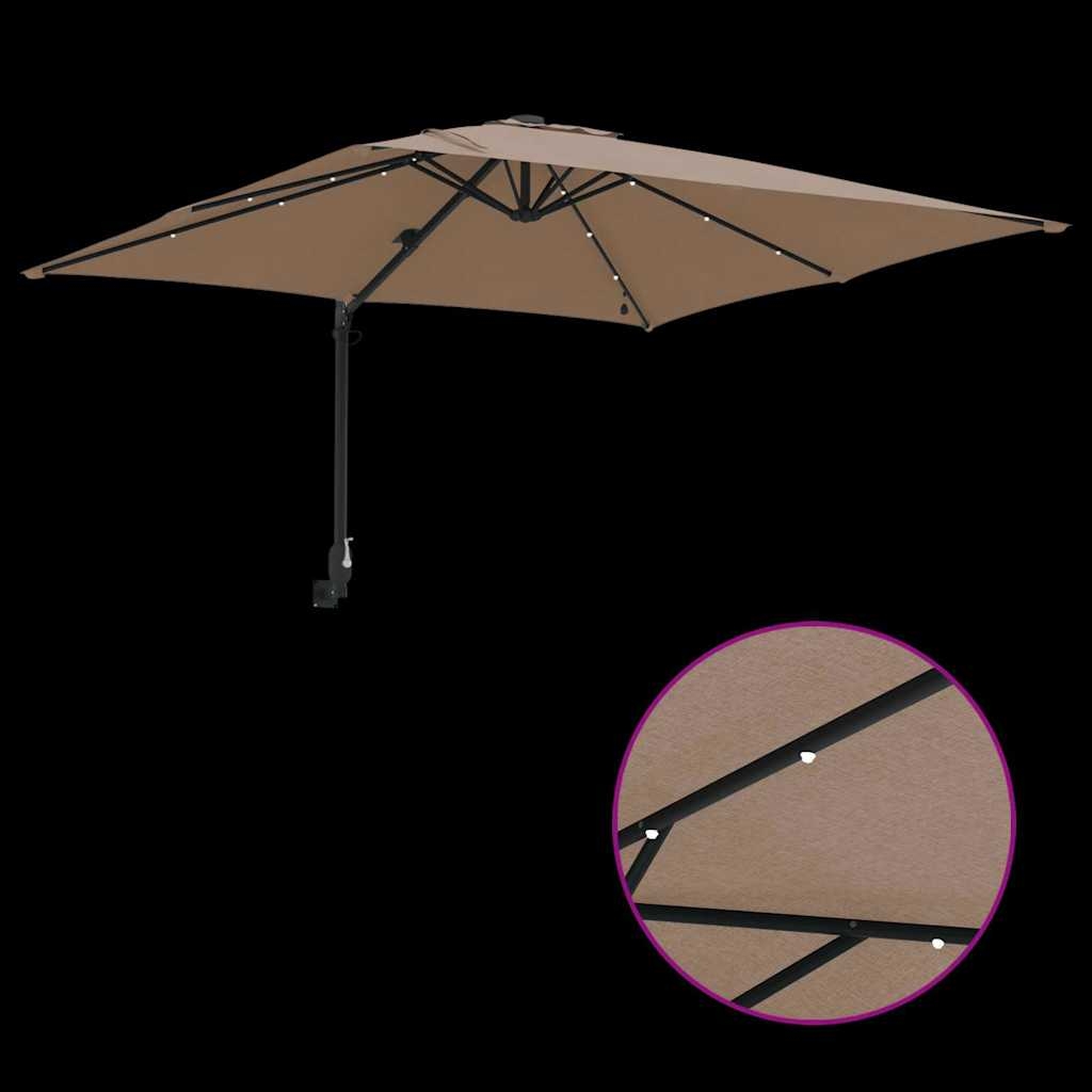 42003254 9 Parasol de Grădină Gri taupe 248.5 x 247.5 x 160 cm țesătură Parasol de Grădină Gri taupe 248.5 x 247.5 x 160 cm țesătură - imagine 9