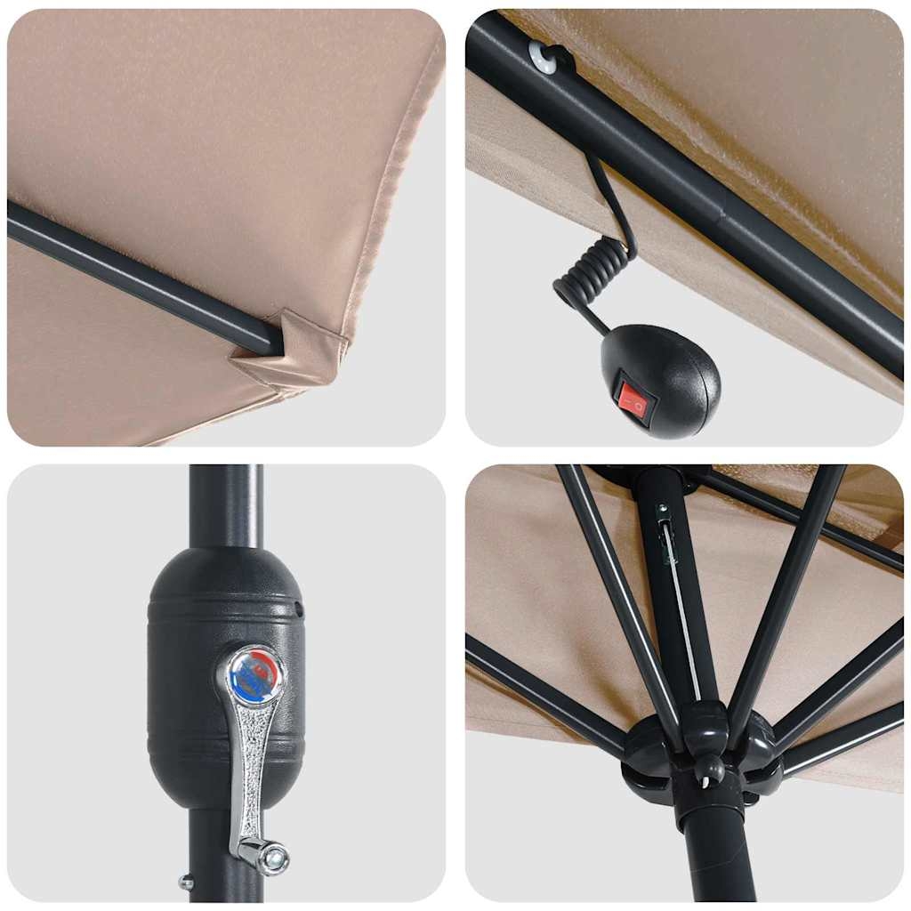 42003262 8 Parasol de Grădină Gri taupe 294 x 150 x 223 cm țesătură Parasol de Grădină Gri taupe 294 x 150 x 223 cm țesătură - imagine 8