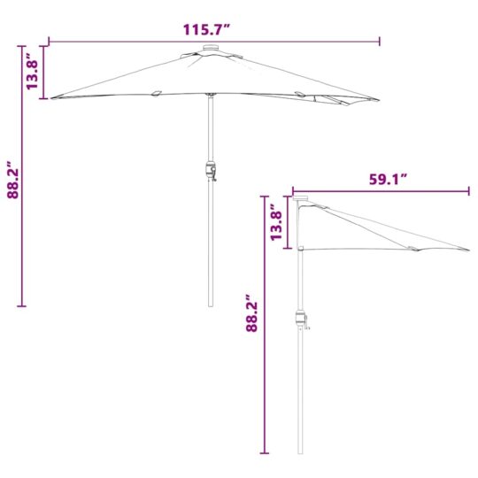 42003270 12 Parasol de Grădină Gri taupe 294 x 150 x 224 cm țesătură 42003270 12