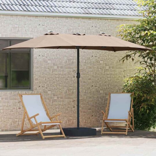 42003278 3 Parasol de Grădină Gri taupe 385 x 209 x 244 cm țesătură 42003278 3