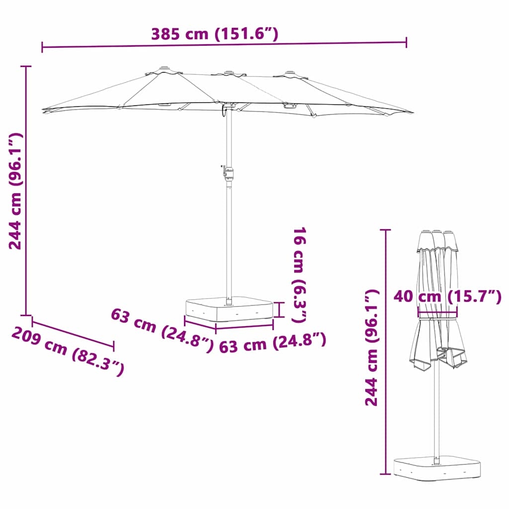 42003278 9 Parasol de Grădină Gri taupe 385 x 209 x 244 cm țesătură Parasol de Grădină Gri taupe 385 x 209 x 244 cm țesătură - imagine 9