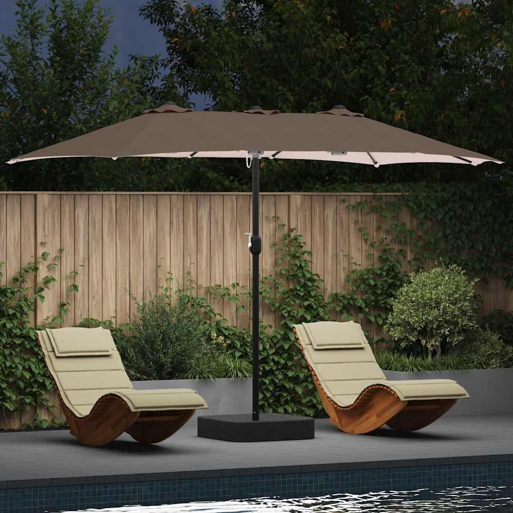 42003286 1 Parasol de Grădină Gri taupe 385 x 209 x 244 cm țesătură Parasol de Grădină Gri taupe 385 x 209 x 244 cm țesătură