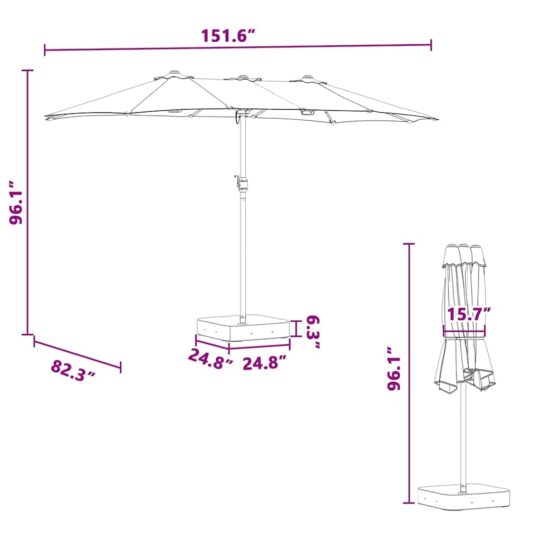 42003286 11 Parasol de Grădină Gri taupe 385 x 209 x 244 cm țesătură 42003286 11