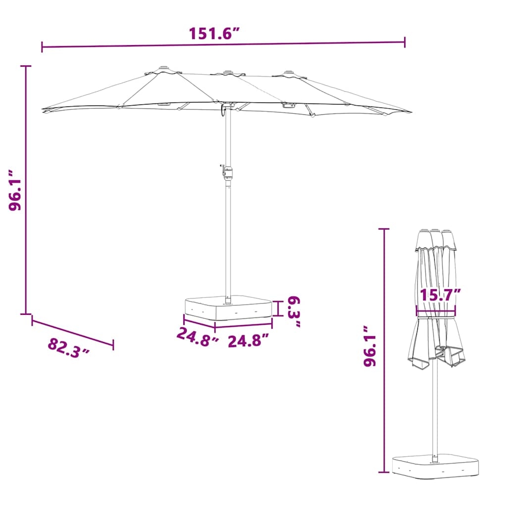 42003286 11 Parasol de Grădină Gri taupe 385 x 209 x 244 cm țesătură Parasol de Grădină Gri taupe 385 x 209 x 244 cm țesătură - imagine 11