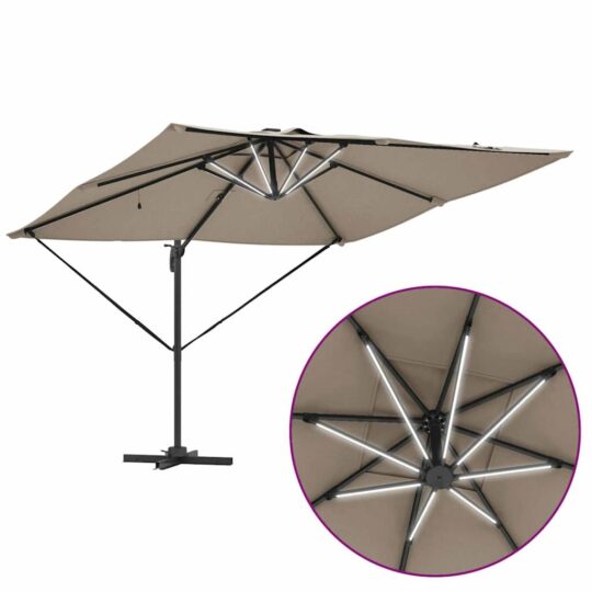 42003322 11 Umbrela de patio Roma cu LED-uri - Taupe (286 x 285 x 270 cm) - Aluminium 42003322 11