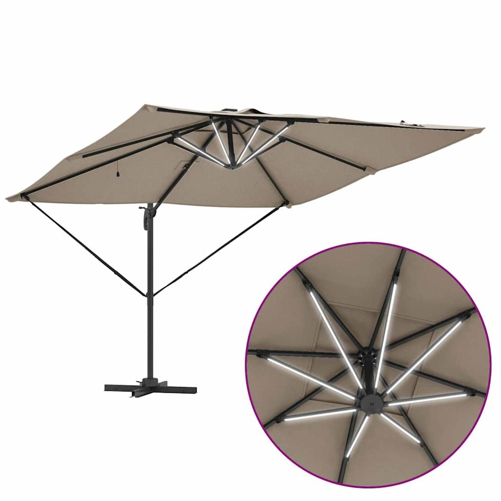 42003322 11 Umbrela de patio Roma cu LED-uri - Taupe (286 x 285 x 270 cm) - Aluminium Umbrela de patio Roma cu LED-uri - Taupe (286 x 285 x 270 cm) - Aluminium - imagine 11