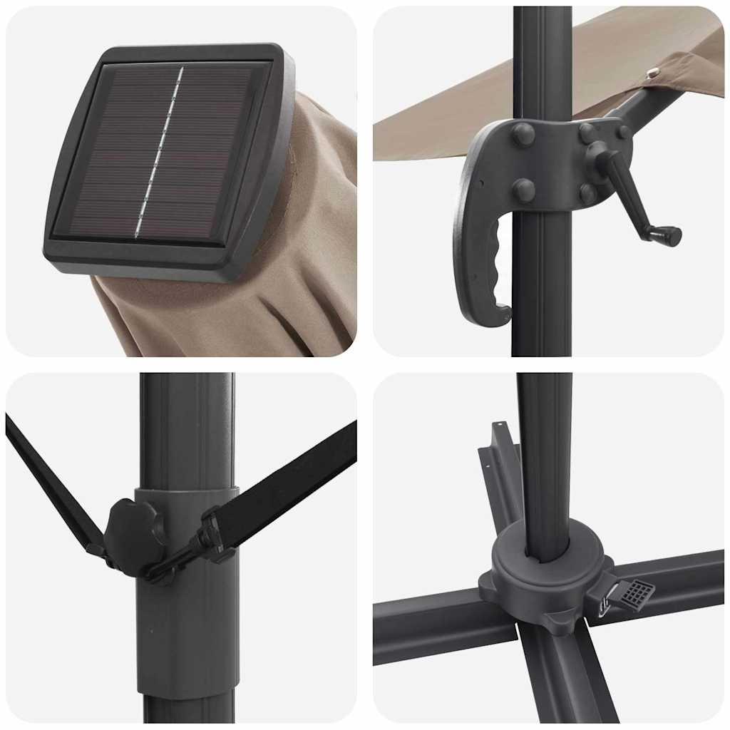 42003322 9 Umbrela de patio Roma cu LED-uri - Taupe (286 x 285 x 270 cm) - Aluminium Umbrela de patio Roma cu LED-uri - Taupe (286 x 285 x 270 cm) - Aluminium - imagine 9