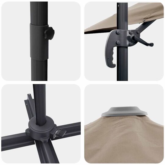 42003338 9 Parasol Roma Gri taupe mare Poliester & Oţel 42003338 9